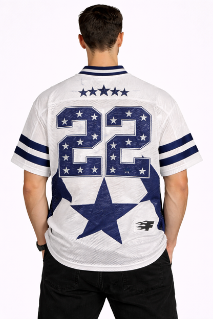 Fluxxam: Brand Studios 22 Star-Spangled Obsidian Stripe Cropped Mesh Jersey