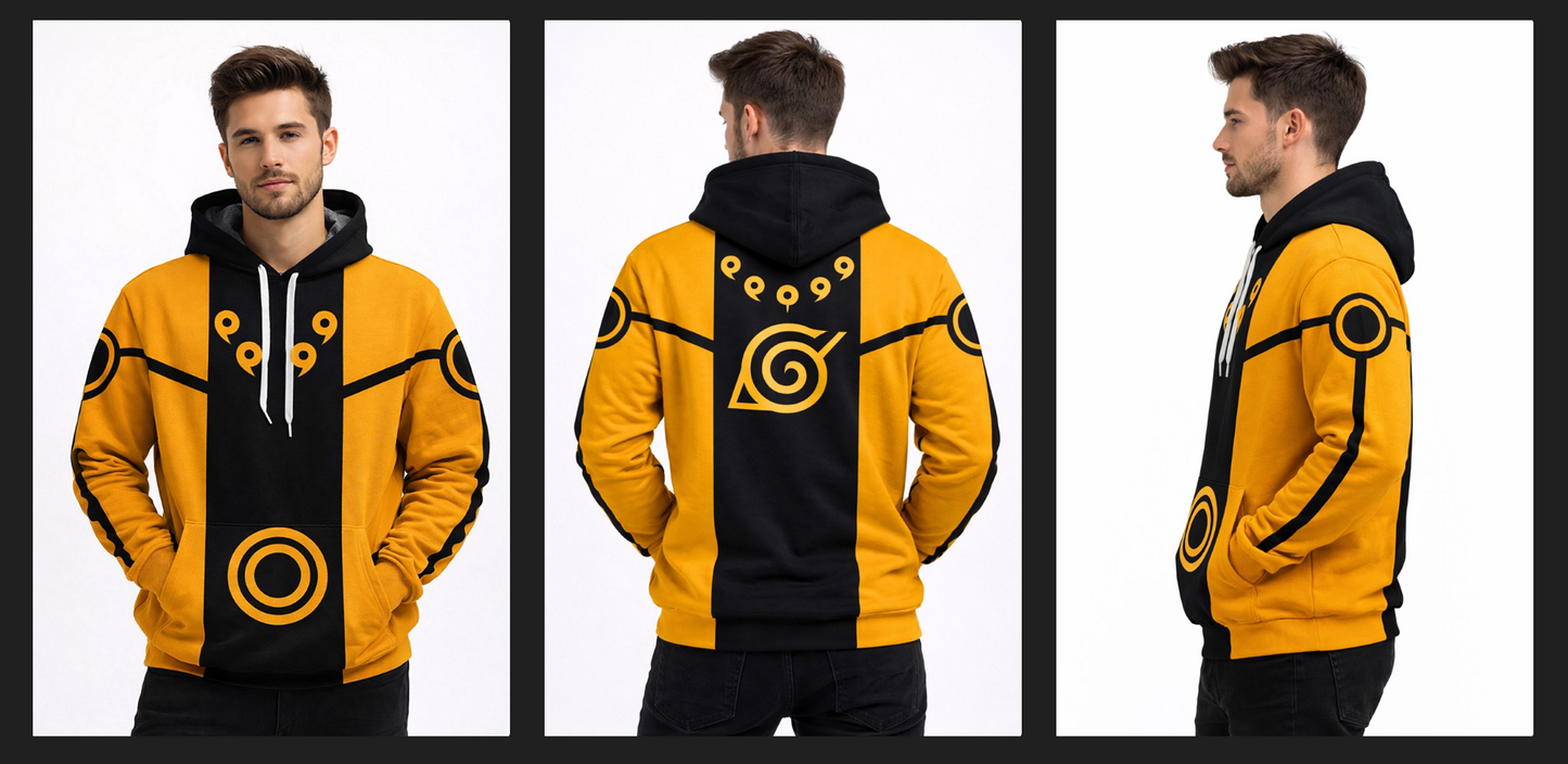 Naruto: Sage of Six Path Hoodie | Hoodie for Man Stylish | 300 GSM Rich Cotton Fleece Solid Oversized Fit Hooded Full Sleeve Oversized Hoodie
