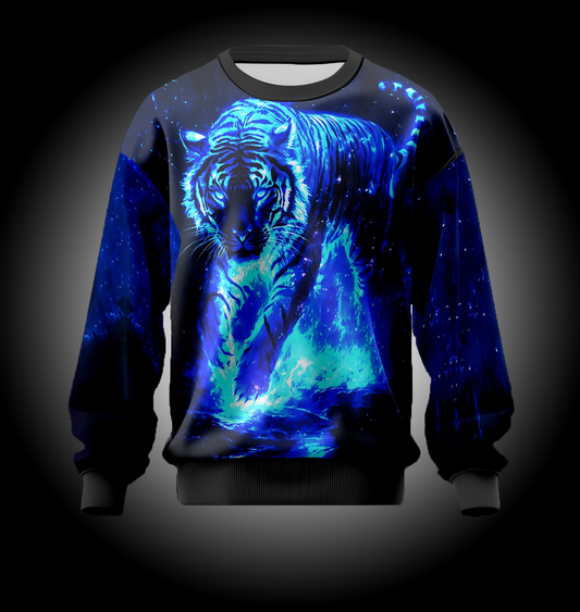Glowing Aura Blue Tiger - SWEATSHIRT