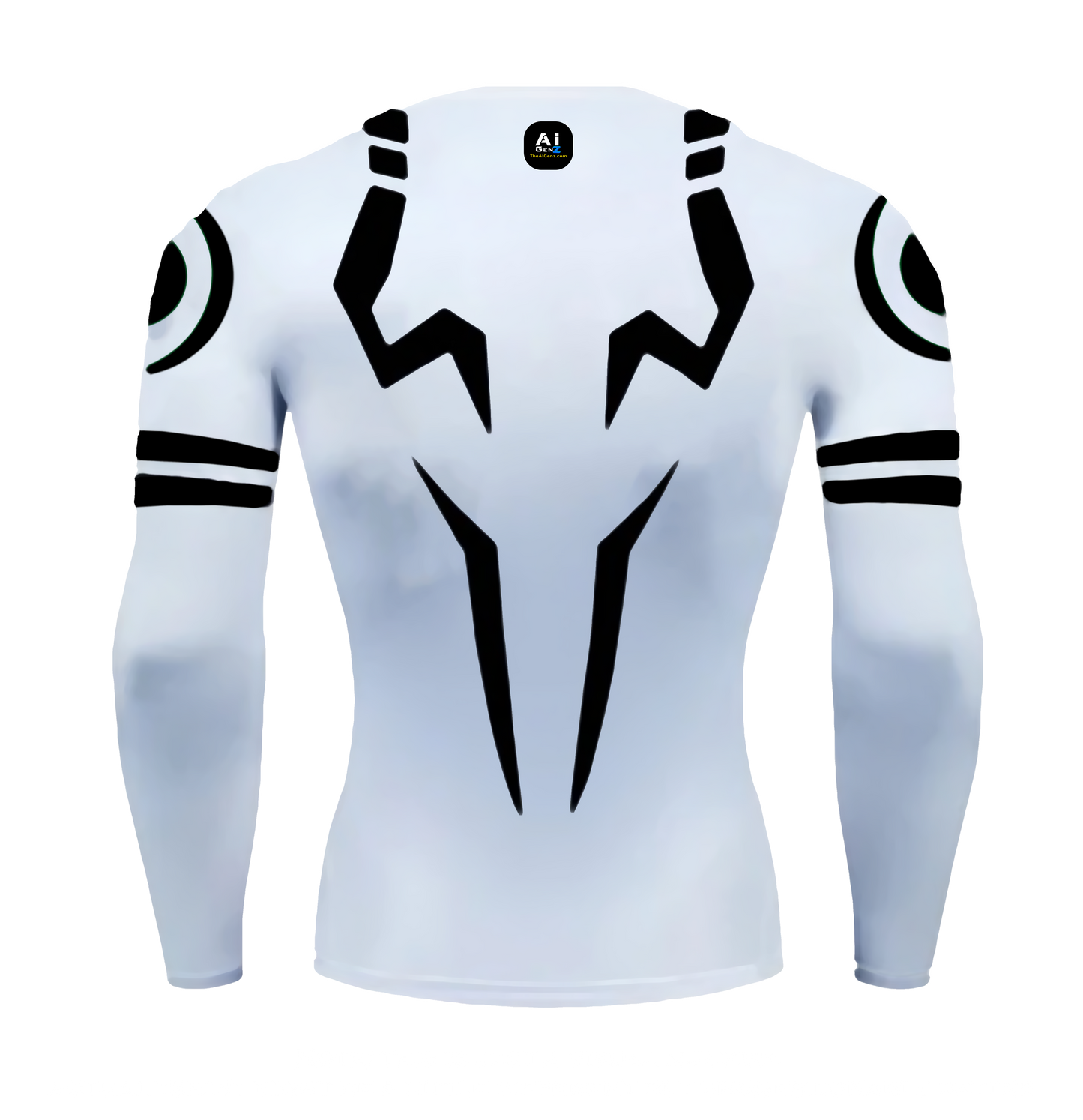 White Printed Compressed Gym Wear - SUKUNA Full Sleeve Tee | AIGenz Sports Wear