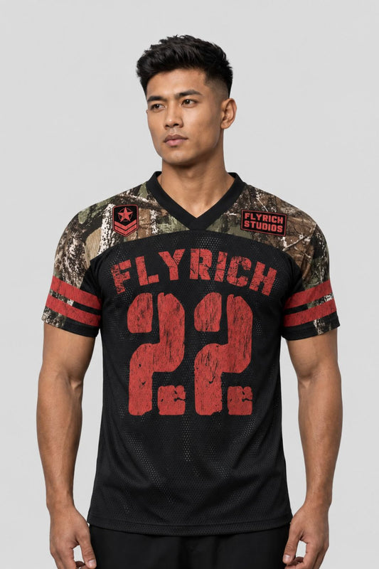 Flyrich: Studio 22 Military Kit Woodland Camo Graphic Oversized T-shirt