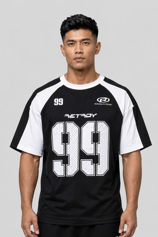 Retroy: Refusing To Change 99 Halftone Typography Contrast Raglan Oversized T-shirt