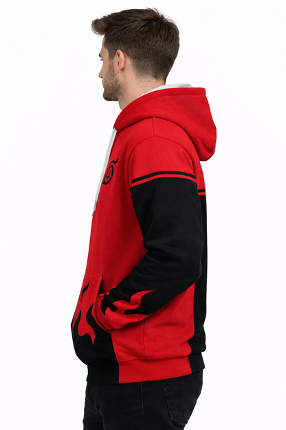 Anime-Inspired Red Hoodie #2 | Hoodie for Man Stylish | 300 GSM Rich Cotton Fleece Solid Oversized Fit Hooded Full Sleeve Oversized Hoodie