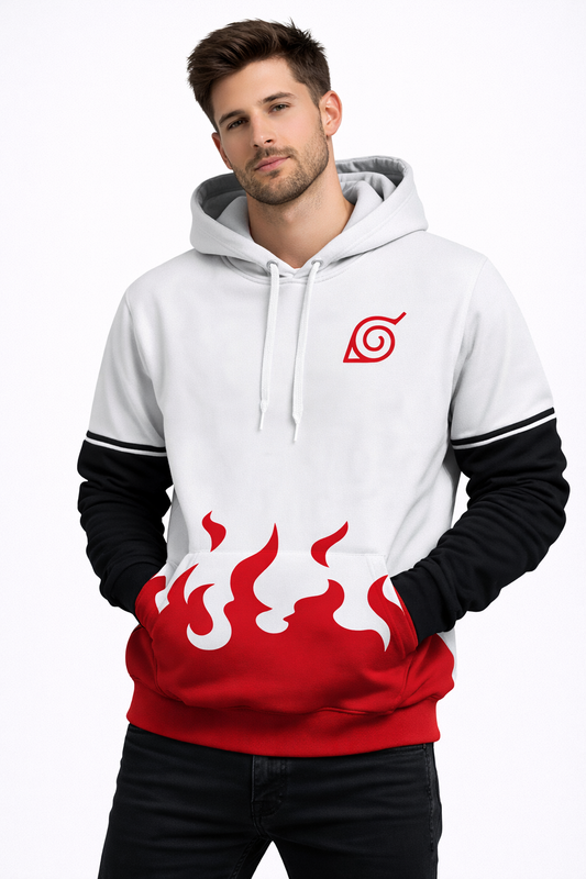Anime inspired White Winter Hoodie #4 | Hoodie for Man Stylish | 300 GSM Rich Cotton Fleece Solid Oversized Fit Hooded Full Sleeve Oversized Hoodie