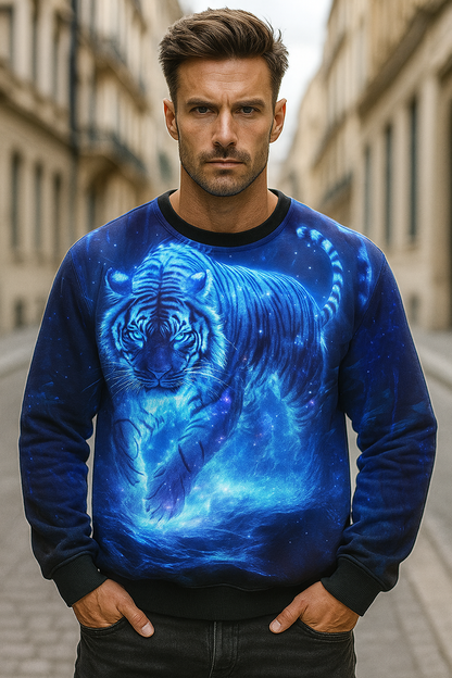 Glowing Aura Blue Tiger - SWEATSHIRT