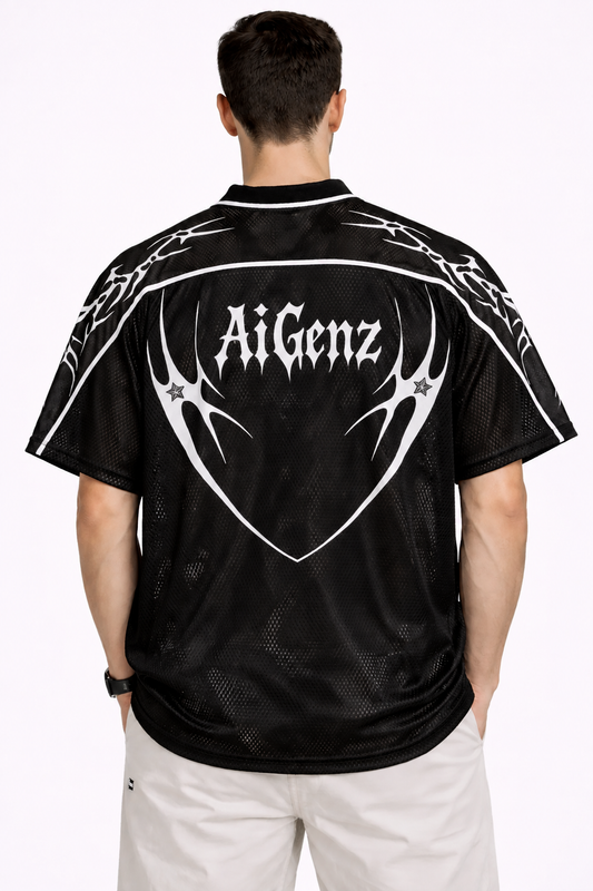 Manfinity: California 23 Butterfly-Archive Obsidian Crimson Stripe Heavyweight Mesh Jersey