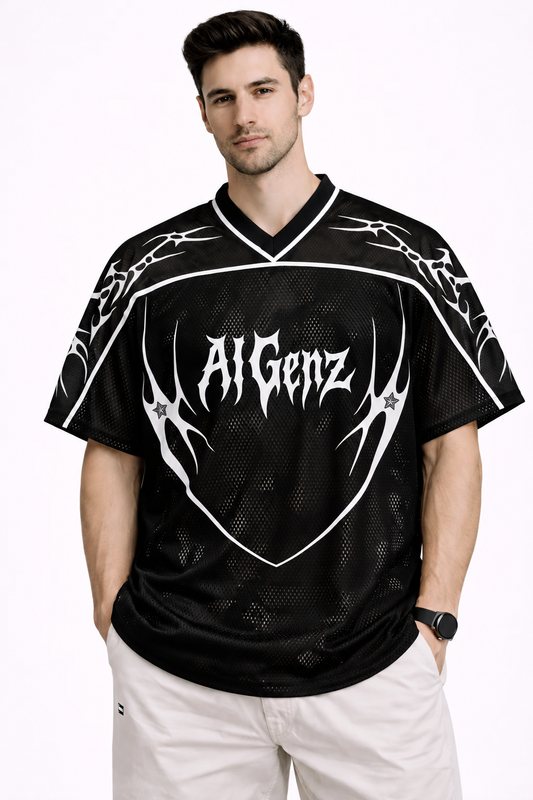 Manfinity: California 23 Butterfly-Archive Obsidian Crimson Stripe Heavyweight Mesh Jersey