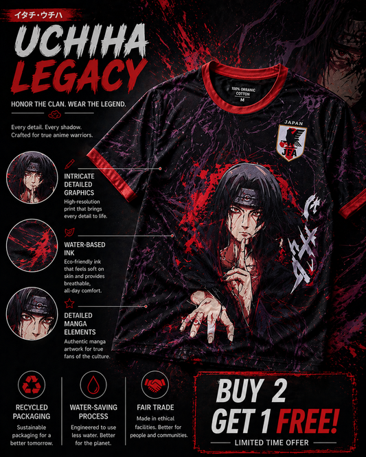Naruto: Itachi 08 Uchiha Shinobi Kit Crimson Shadow Graphic Oversized T-shirt