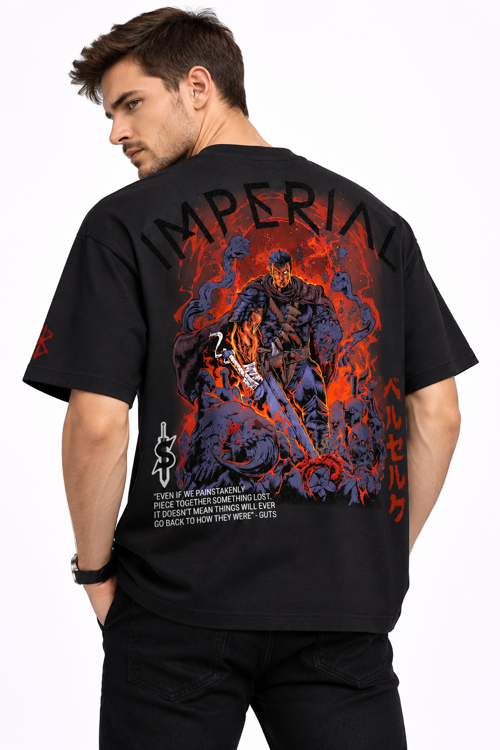 'Brand of Sacrifice' Guts Berserk Tee | Drop-Shoulder Graphic Oversized T-Shirt