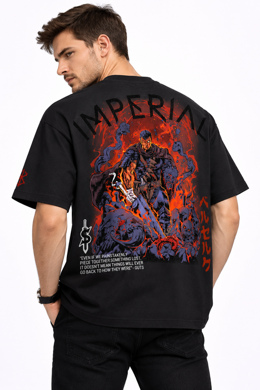 'Brand of Sacrifice' Guts Berserk Tee | Drop-Shoulder Graphic Oversized T-Shirt