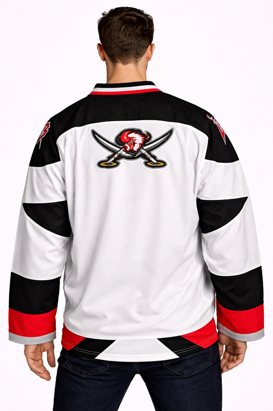 Starter: Heritage Bison "Goathead" Kit Obsidian Crimson Stripe Heavyweight Mesh Hockey Jersey