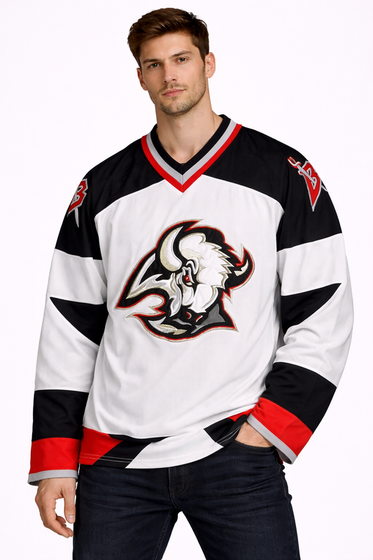 Starter: Heritage Bison "Goathead" Kit Obsidian Crimson Stripe Heavyweight Mesh Hockey Jersey